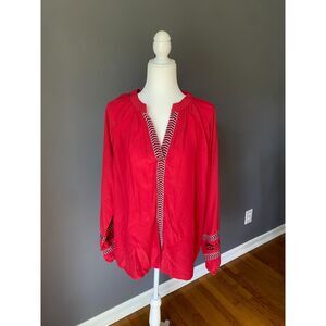 Red Boho Blouse Size XL